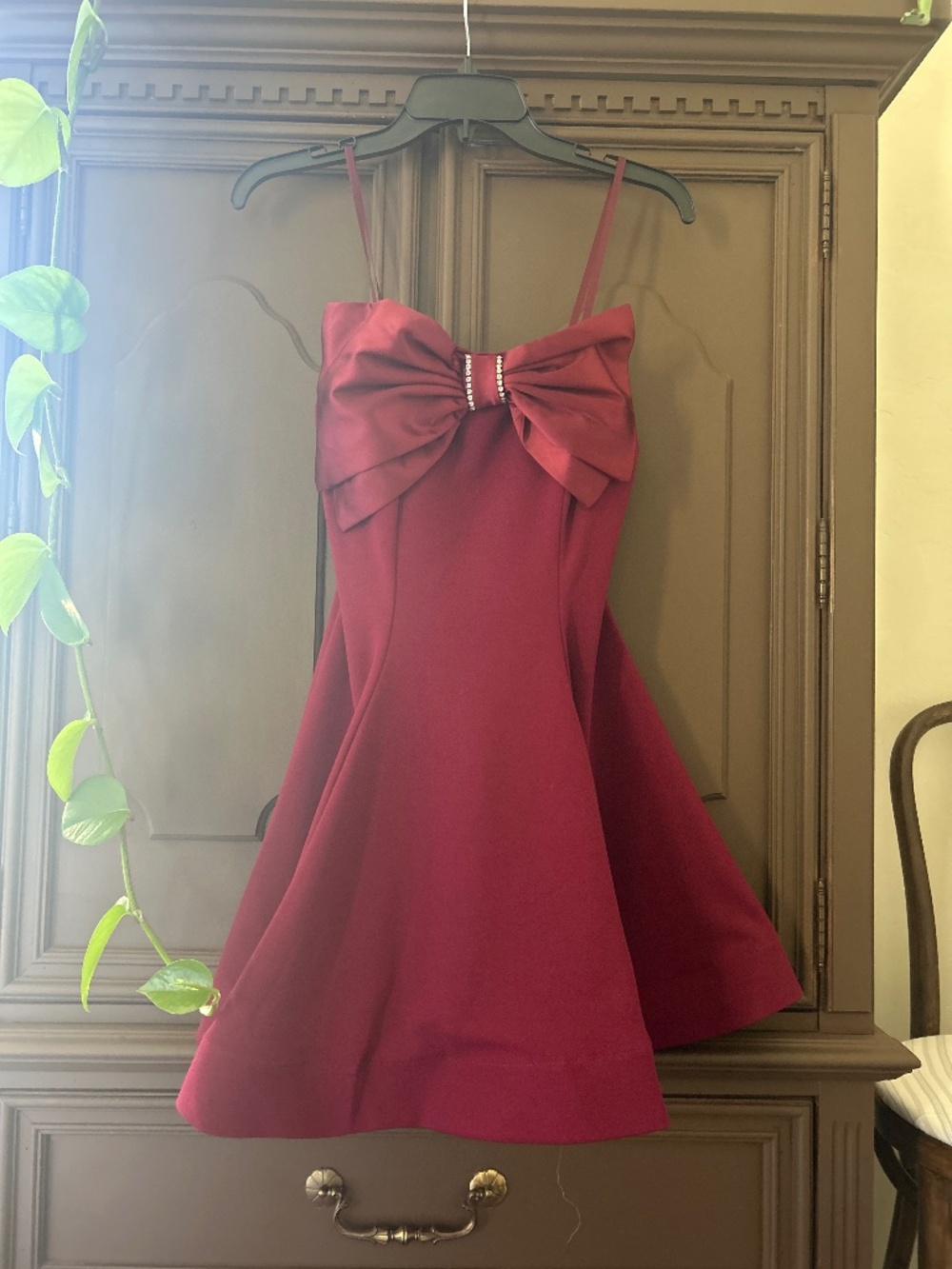 Burgundy party bow dress